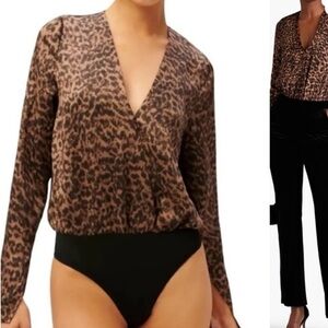 39.) Good American Brown Leopard Print Bodysuit